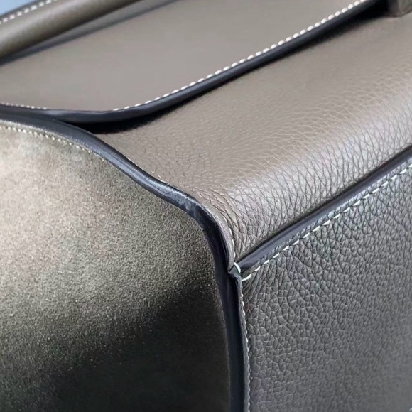 AUTHENTIC Celine Medium Shoulder Crossbody Trapeze Bag Souris Calfskin Leather - Picture 7 of 16